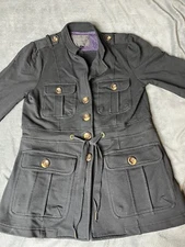 Safari Tie Cargo Jacket Sanctuary Clothing Small Utility Linen Roll Black