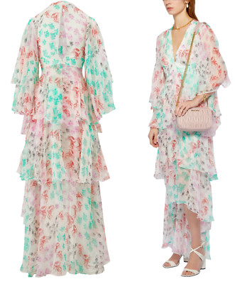 ROCHAS Kleid Seidenkleid Lange Maxi Dress Mini Abi Ball Silk Dress S