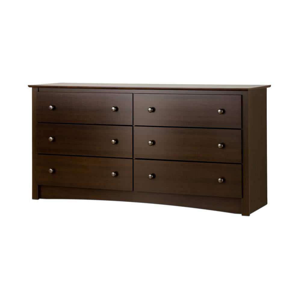 Prepac Dresser Fremont Particle Board Modern Transitional 6-Drawer Espresso