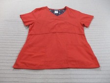 Scrubstar Scrub Shirt Womens Small Orange Short Sleeve Medical Pockets Polyester