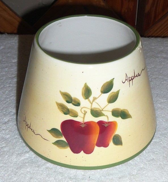 HOME INTERIOR JAR CANDLE LAMP SHADE"Apples"CleanNice3&5/8" Height