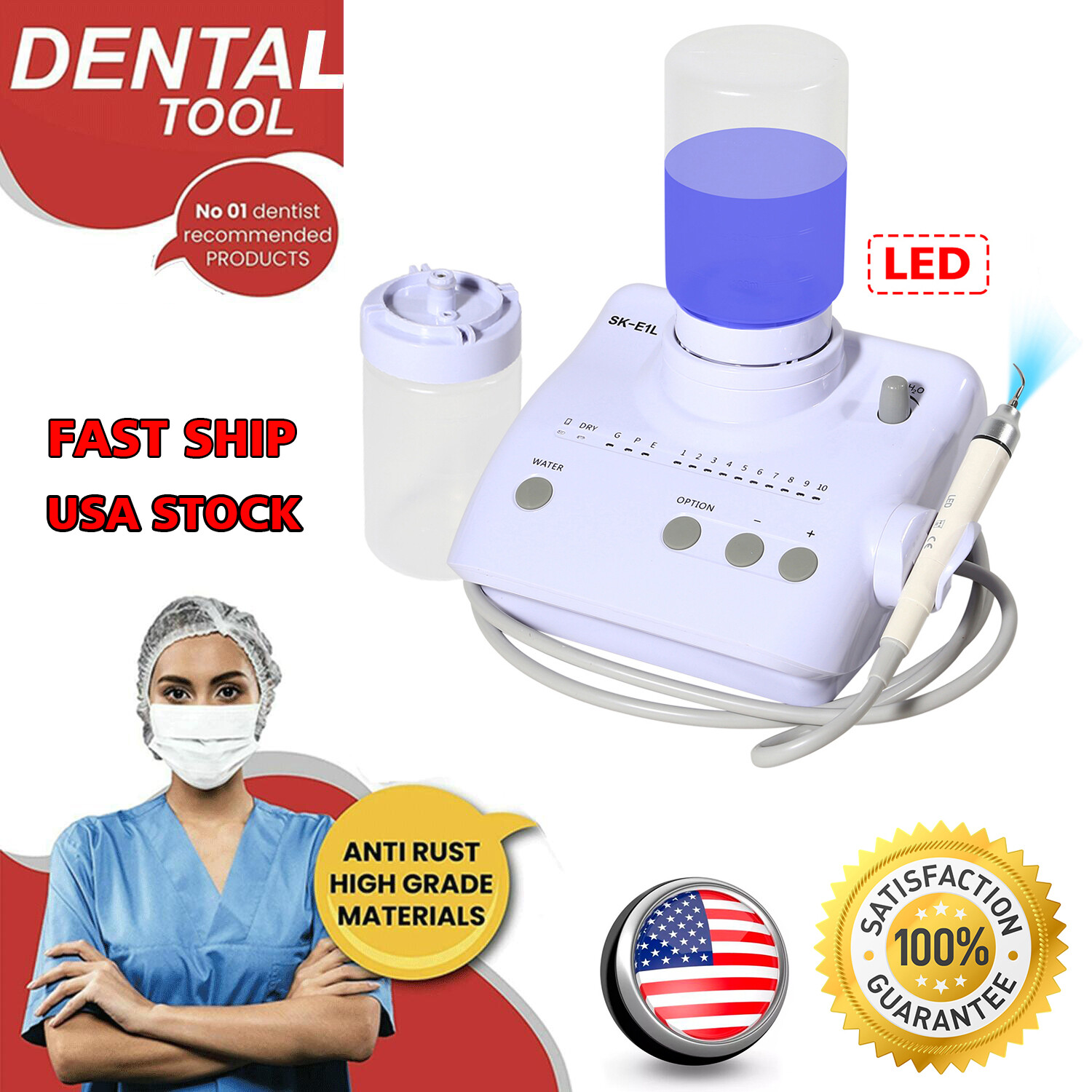 22L Autoclave Steam Sterilizer / Dental Ultrasonic LED Scaler fit EMS Cavitron