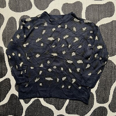 Y2K Kendall + Kylie Funky Leopard Cheetah Strickpullover Pullover mittelblau