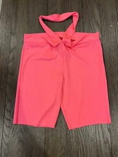 Mens Jock Shiny Spandex Tights Compression Booty Shorts Dance Pink Large