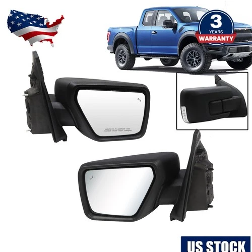 Manua Fold For 21-24 Ford F-150 Pair Right Left Side Mirror with BLIS and Light