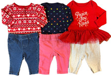 Baby Girl 0/3 Months Clothes Lot Outfits Pants Long Sleeve Shirts Peace Joy Naps