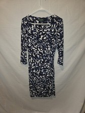 Lauren Ralph Lauren Blue White Sheath Dress Long Sleeve Knee Length Size 6