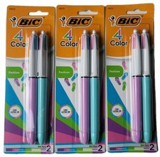 BIC 4 Color Fashion Ball Pen Medium Point 1.0mm Assorted 2-Count Lot of 3