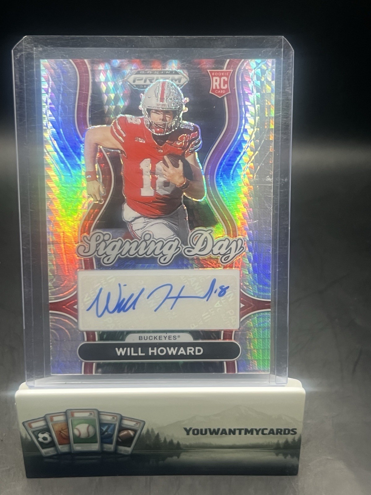 Will Howard 2025 Panini Prizm Draft Picks Signing Day Silver Hyper Auto