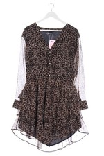 GINA TRICOT Abito a balze Donna Abito Taglia IT 44 nero-crema-marrone elegante