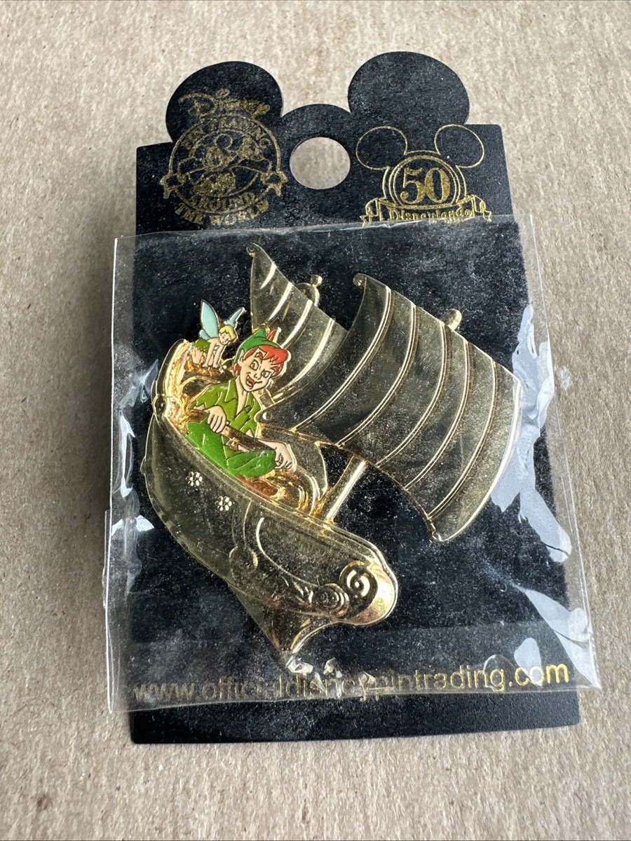 Disney Pin 50th Anniversary Peter Pan Ship Gold Limited Release LE