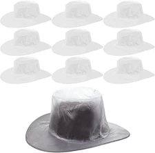 10 Pcs XXL Cowboy Hat Cover Rain Dust Plastic Waterproof Hats Protectors, Clear
