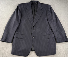 Canali Blazer Mens 44R Navy Blue Striped 100 Wool Two Button Made In Italy
