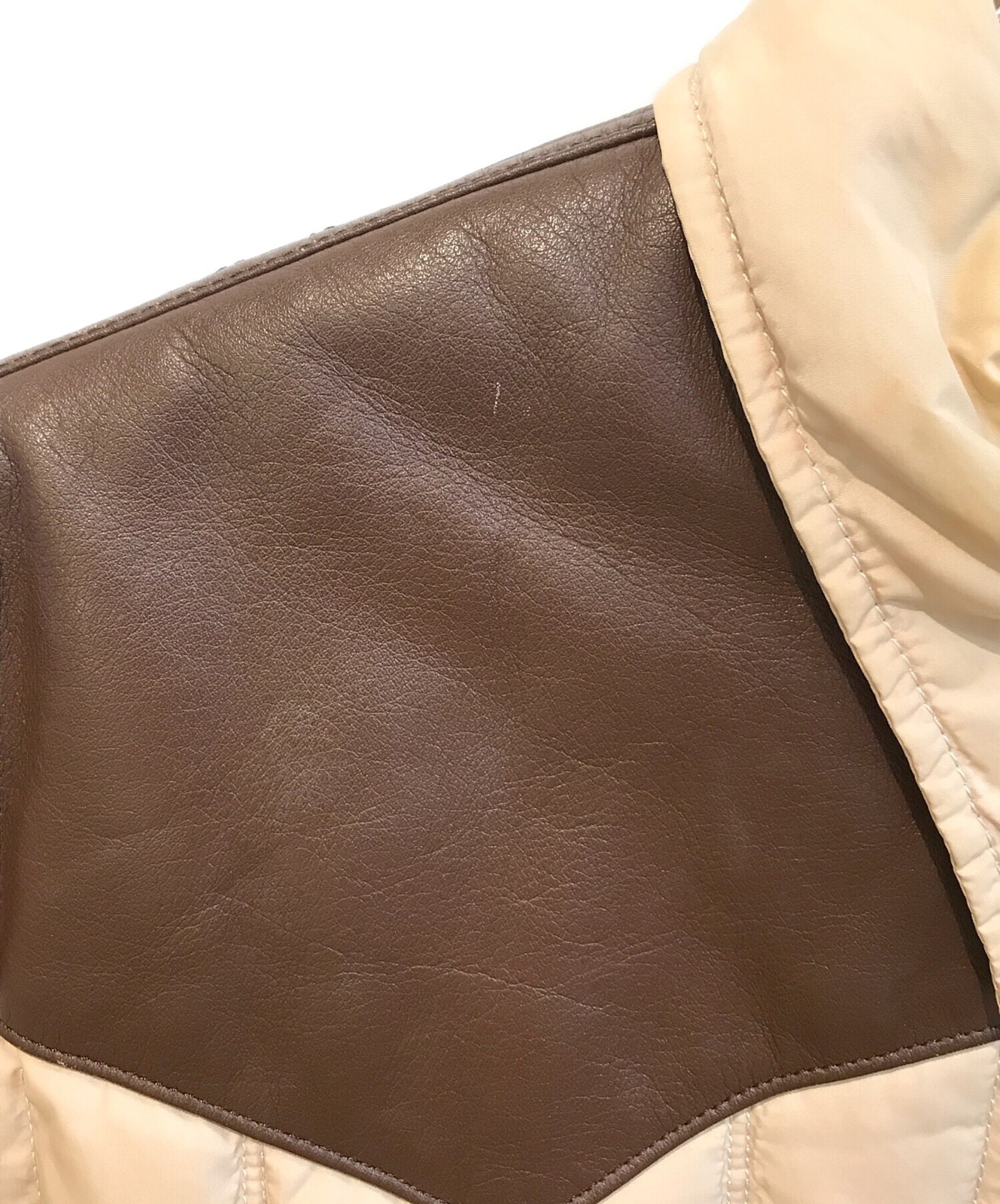 FLAT HEAD Leather switch down jacket Size: L Beig… - image 13