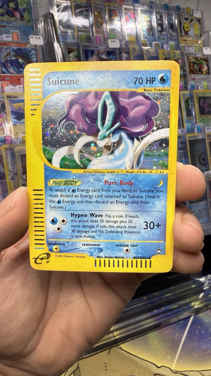Pokemon 2002 Aquapolis Suicune Holo Rare Card TCG H25/H32 LP+/NM-  (See Pics)