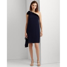 Lauren Ralph Lauren Women's One Shoulder Cocktail Dress (14, Navy)