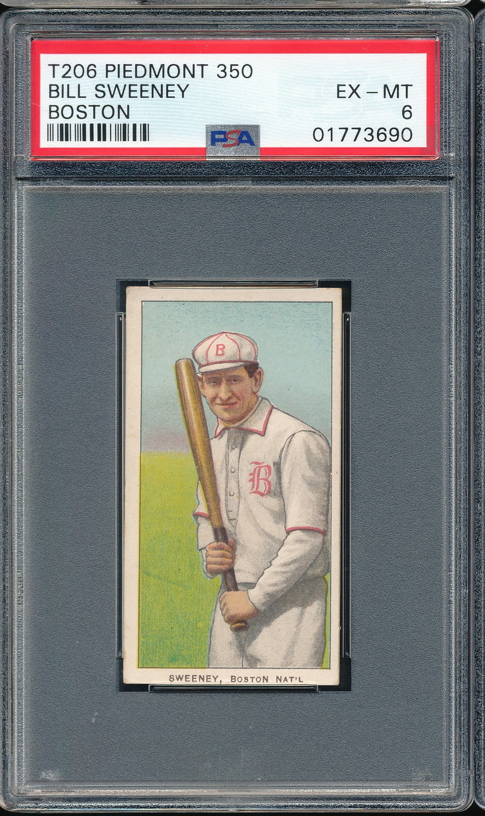 T206 Piedmont 350/25 Bill Sweeney (Boston) PSA 6 - POP 32
