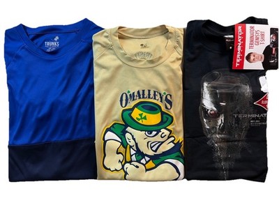 Mens T-Shirt Bundle (3) Sz L -Terminator (NEW), O Malleys Irish, Performance Tee