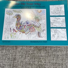 Color Me Your Way Adult Coloring Book Animals Jungle Exotic Elephant Zebra Smart