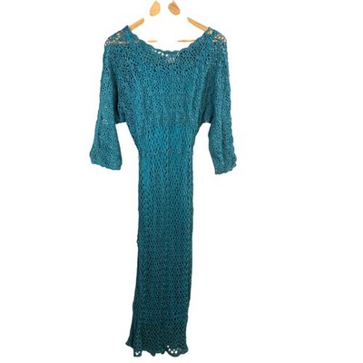Seventh Avenue Crochet Maxi Dress 1X Teal Blue Beaded Y2k Boho Fairy Festival | eBay Seventh Avenue Crochet Maxi Dress 1X Teal Blue Beaded Y2k Boho Fairy Festival | eBay