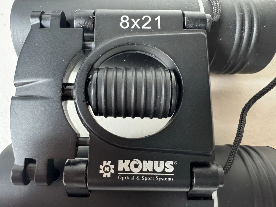 KONUS 8x21 Compact Folding Binoculars with Case – Black – Good Condition - Image 4 of 4
