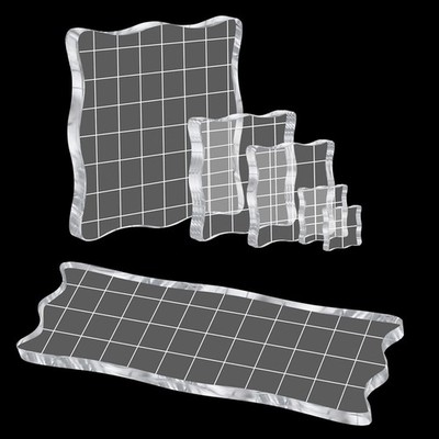 Acrylblock für Silikonstempel, 6 Stück Acryl Stempelblock Set, Transparent