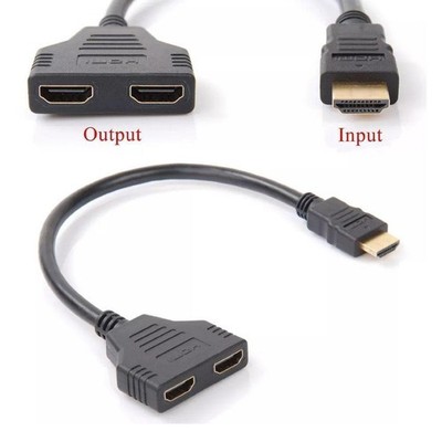HDMI Splitter Adapter Cables 1 Input 2 Output for Office monitor PC laptop 