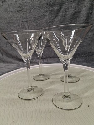 Set Of 4 Etched Beefeater London Gin Martini Cocktail Glasses 7 Inch Tall