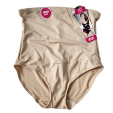 New Flexees Maidenform High-Waist Brief Large Tan Beige Shapewear