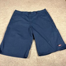 Dickies Work Shorts Mens W36 Navy Blue Zip Fly Slash Pockets Mid Rise Workwear