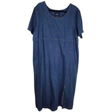 VTG Denim Shift Maxi Dress 100% Cotton Short Sleeve Cottagecore Relaxed Fit 1X