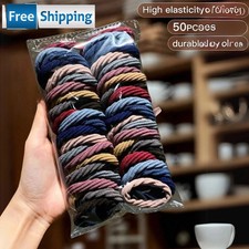 50pcs Colorful Hair Ties Korean Style Trendy Colorful Comfort Hair Accessories