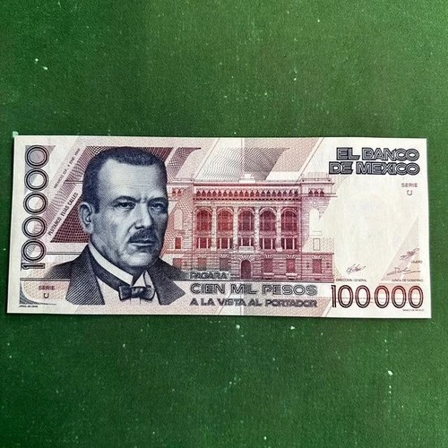 1988  Mexico note 100000  pesos  Plutarco Desert Sahuaro UNC