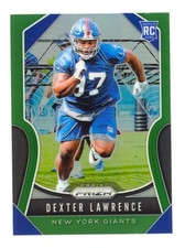 2019 Panini Prizm Dexter Lawrence RC Green Prizm #381 SP Parallel Rookie Card. rookie card picture