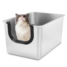 Yangbaga Extra Large Stainless Steel Litter Box, Leak Proof 12 Inches High Sides