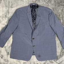Ralph Lauren Mens Blue Windowpane Wool Blend Blazer Sport Coat Jacket IT 52