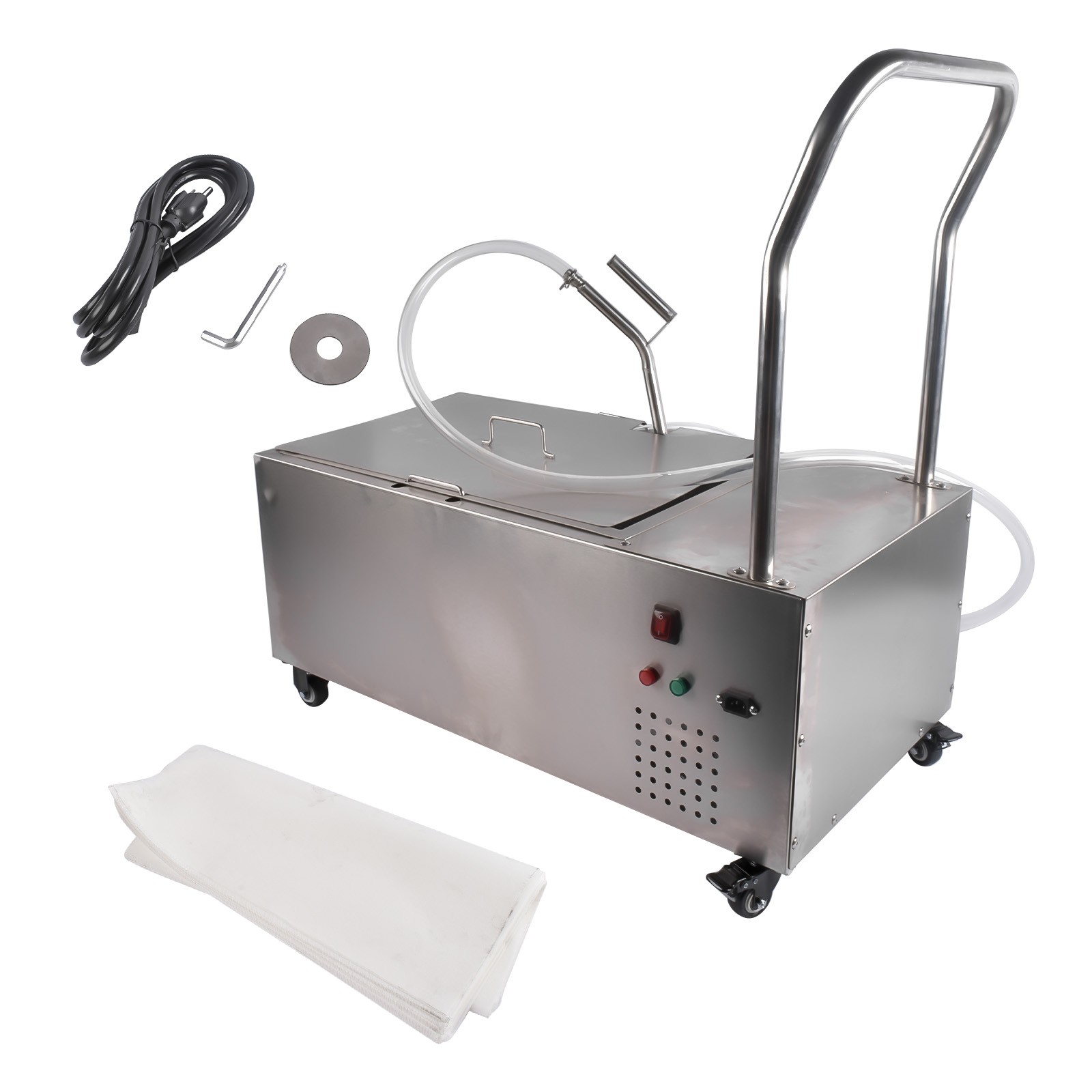 55L 370W Fryer Oil Filter Cart Machine Commercial Cooking Oil Filtration System