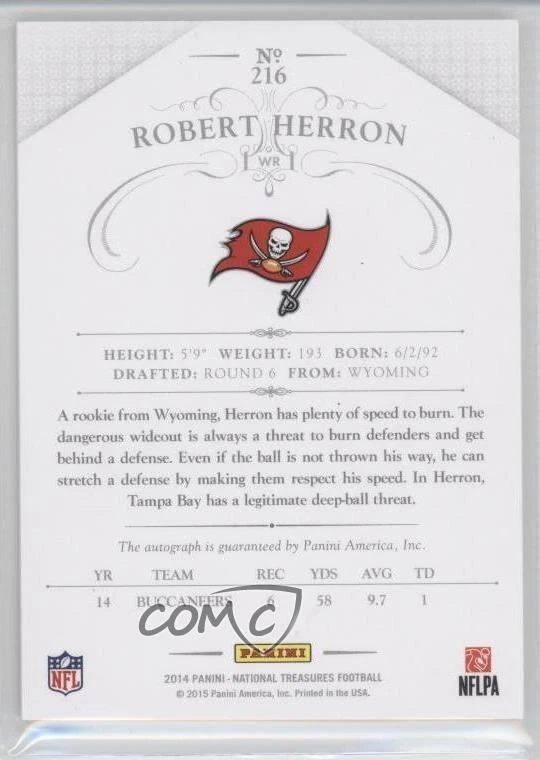 2014 Panini National Treasures Century Silver /25 Robert Herron Rookie Auto RC - Image 2 of 2