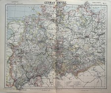 1883 Deutsches Reich (Nordteil) Original antike Farbkarte von Letts