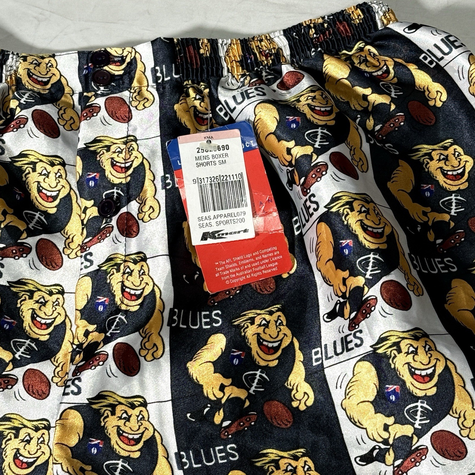 Vintage New Carlton Blues Satin AFL Boxer Shorts Small Stunning image 4