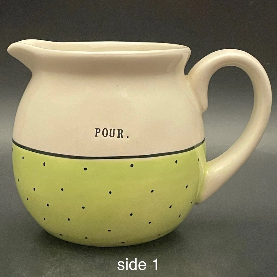 Crema de lunares Rae Dunn 2017 verde lima para verter hecha en China 4" de alto x 4" de diámetro Foto 3 de 4