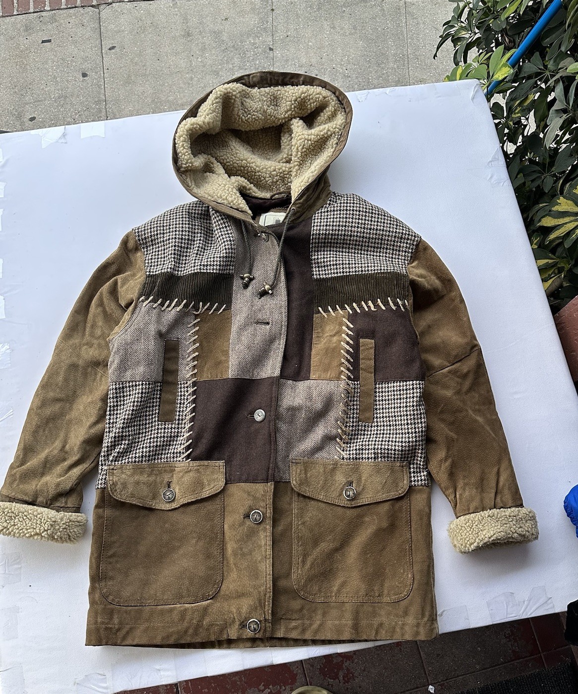 Vintage Patchwork Leather, Wool, Suede, Corduroy … - image 1