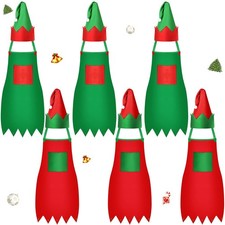 12 Pcs Christmas Elf Apron Hat Set Costume Women Adults Party Supplies