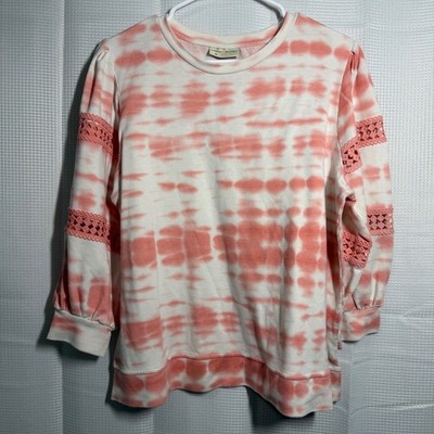 Bobbie Brooks Ladies Tie Dye Sweatshirt Long Sleeve Lace Detail Size XL