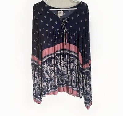 Women s XXL Bohemian Festival Wear Western Paisley Rayon Soft Shirt 
