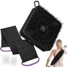 Dual-Sided Silicone Body Scrubber Scalp Massager African Bath Sponge Net Se...