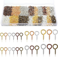 600 Pcs Screw Eye Pins Hooks 6 Colors Small Metal Eyelet Mini Screw Pin