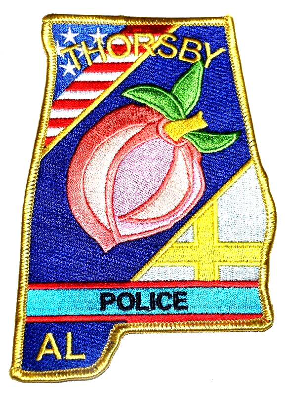 THORSBY ALABAMA AL BSheriff or Police Patch STATE SHAPE PEACH FRUIT