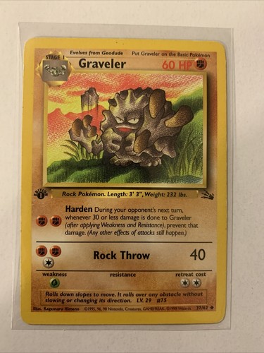 Pokemon 1ère édition Lot de fossiles UN-COMMON Graveler 37/62 - état proche du neuf (NM) - Photo 1/2