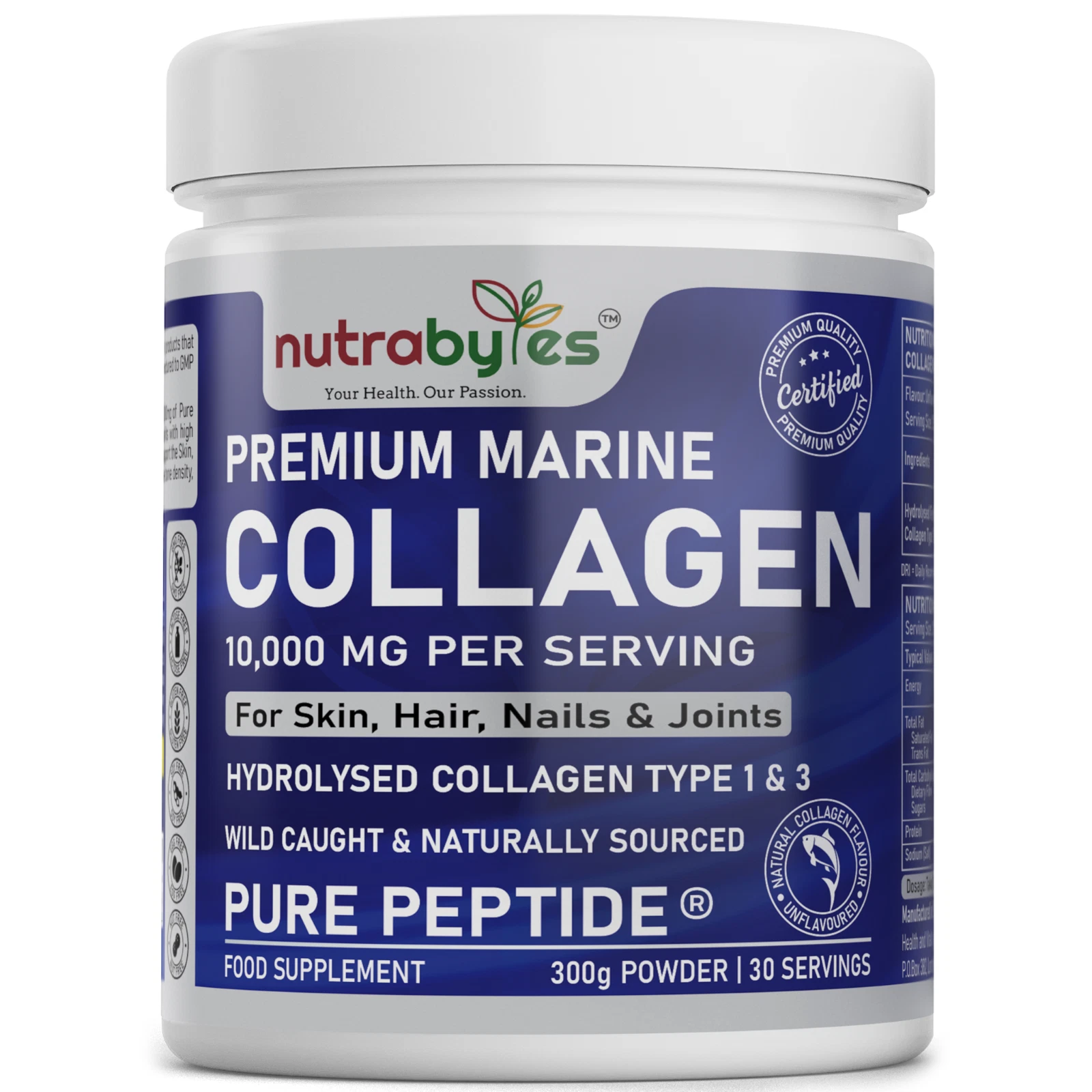 Hydrolysed Marine Collagen Powder - 10,000mg - Pure Peptides Powder (30 Days)
Opens in a new window 